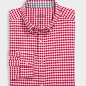 Vineyard Vines Boys Performance Cotton Red Checkered Gingham Shirt